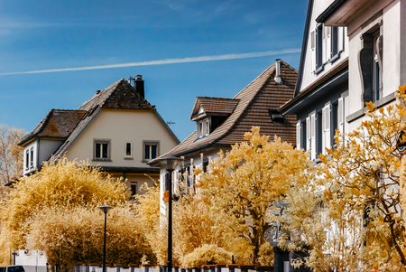 Street of Strasbourg, infre red view, springtime in Franceの写真素材