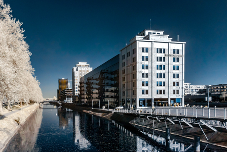 Editorial: 8th April 2017, Strasbourg, France: Modern buildings in infrared viewのeditorial素材