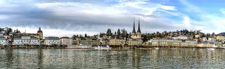 Editorial: 25th February 2017: Luzern, Switzerland. Old center of Luzern street viewのeditorial素材