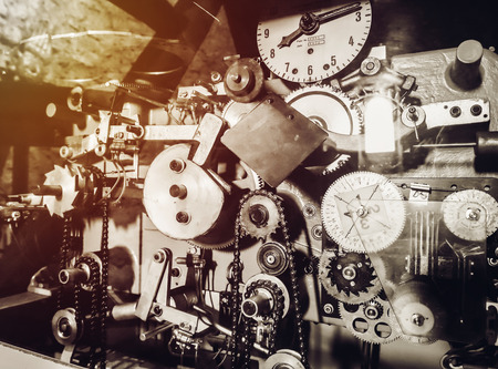 Old mechanism of tower clock with  bells, Thun