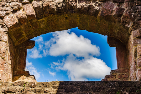Majestic ruins of medieval castle Birkenfels, Alsace, Franceの写真素材