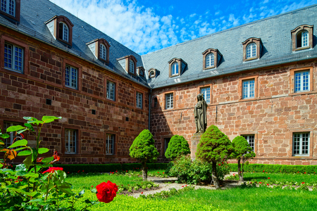 Architecture of Mont Sainte-Odile abbey in Alsace, France, summerのeditorial素材