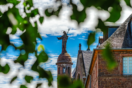 Architecture of Mont Sainte-Odile abbey in Alsace, France, summerの写真素材