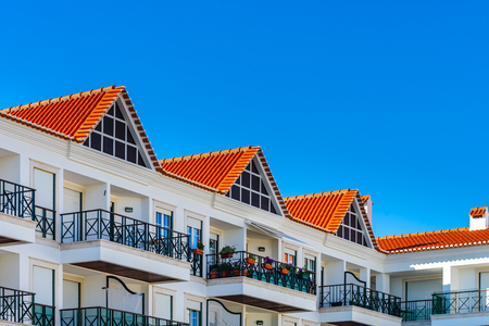 Classic resort hotels and apartments in Portugal, new building for rent, summertimeのeditorial素材