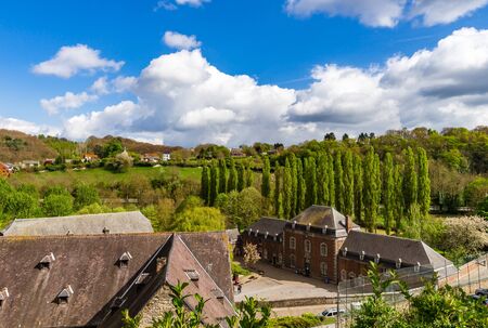 Old buildings of Floreffe Abbey, exterior view, summer day, Belgiumの写真素材