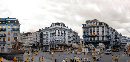 Panoramic infrared view of Brussels street, Belgiumのeditorial素材