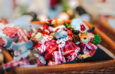 Traditional Christmas market with handmade souvenirs, Strasbourg, Alsaceの写真素材