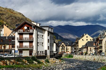 Editorial: 22nd October 2017: Bosost, Spain. Beautiful little city along the river. Summer day