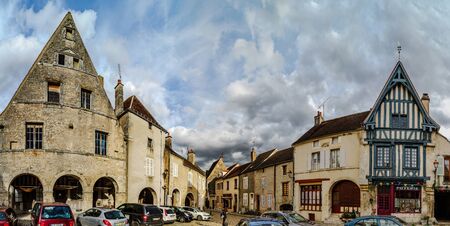 Editorial: 8th March 2018: Noyers, France. Street view, sunny day, old city centerのeditorial素材