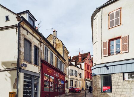 Editorial: 8th March 2018: Auxerre, France. Street view, sunny day, old centerのeditorial素材