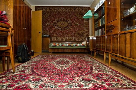 Vintage soviet room interior, typical flat in Moscow, Russiaの写真素材