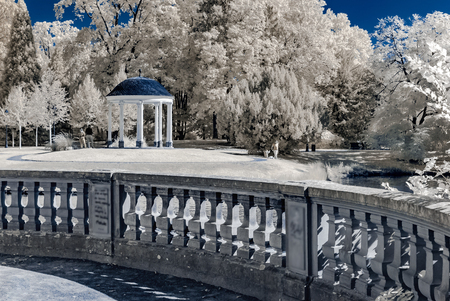Natural public park in Strasbourg, infrared view, sunny day, Franceの写真素材