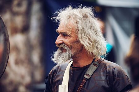 Editorial: 9th June 2019: Chatenois, France. Fancy-dress medieval carnival under fortress walls in Alsace.のeditorial素材