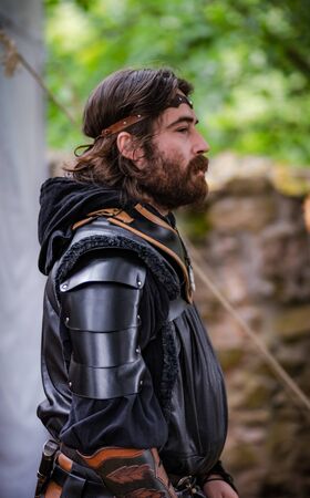 Editorial: 9th June 2019: Chatenois, France. Fancy-dress medieval carnival under fortress walls in Alsace.のeditorial素材