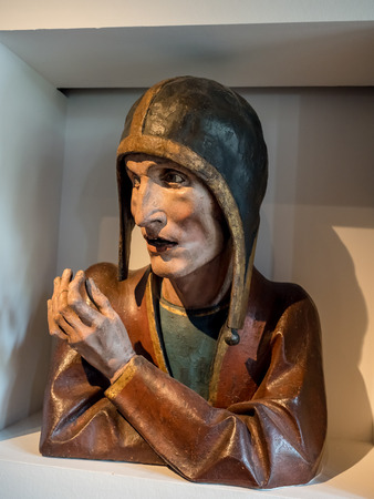 Ancient sculpture of XIII-XV century in the museum of Cathedral of Strasbourg, Franceのeditorial素材