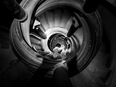 Ancient stoned staircase in the house of XV century, Strasbourg, Franceのeditorial素材