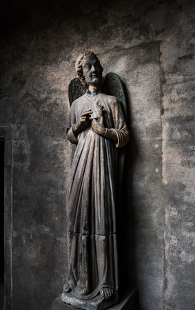 Ancient sculpture of XII-XII century in the historic museum, Strasbourgのeditorial素材