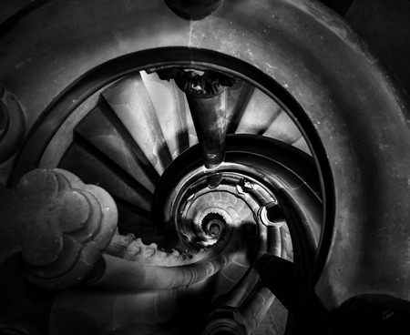 Ancient stoned staircase in the house of XV century, Strasbourg, Franceのeditorial素材