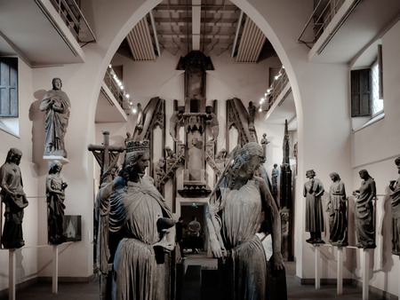 Ancient sculpture of XIII-XV century in the museum of Cathedral of Strasbourg, Franceのeditorial素材