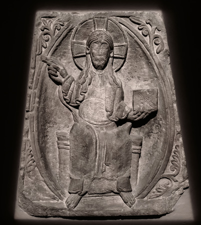 Ancient sculpture of XII-XII century in the historic museum, Strasbourgのeditorial素材