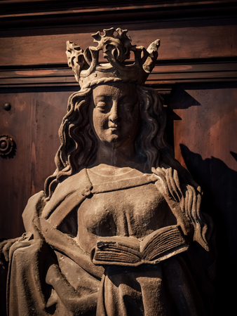 Ancient sculpture of XIII-XV century in the museum of Cathedral of Strasbourg, Franceのeditorial素材
