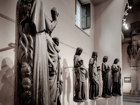 Ancient sculpture of XIII-XV century in the museum of Cathedral of Strasbourg, Franceのeditorial素材