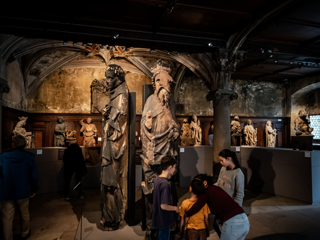 Ancient sculpture of XIII-XV century in the museum of Cathedral of Strasbourg, Franceのeditorial素材