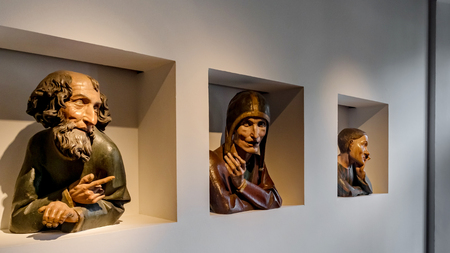 Ancient sculpture of XIII-XV century in the museum of Cathedral of Strasbourg, Franceのeditorial素材