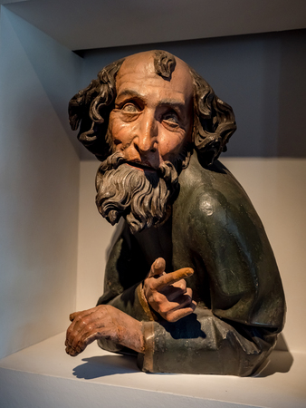 Ancient sculpture of XIII-XV century in the museum of Cathedral of Strasbourg, Franceのeditorial素材