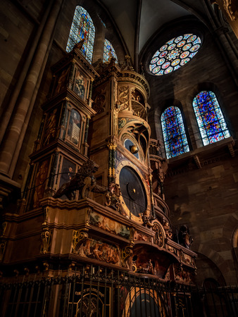 Majestic interiior of Strasbourg Cathedral with no persons inside, Franceのeditorial素材