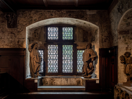 Ancient sculpture of XIII-XV century in the museum of Cathedral of Strasbourg, Franceのeditorial素材