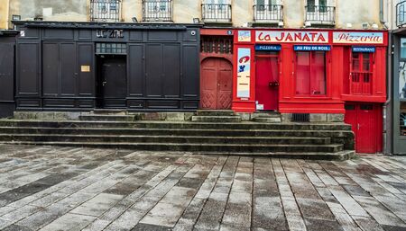 Editorial: 27th October 2019: Rennes, France. Cold deserted streets of Rennes in Brittany. Autumn.のeditorial素材