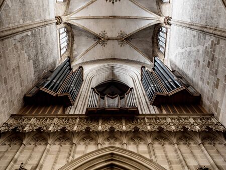Stunning interior of the tallest cathedral in Germany, the cathedral of the city of Ulm.の写真素材