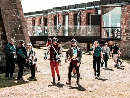 Lichtenberg, France - May 1, 2019: Medieval festival with costumes, actors and many activities for...