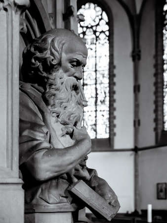 Sculptures on religious themes, artfully carved from stone many years ago. France.