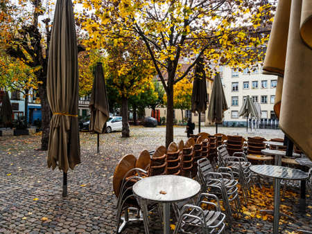 Editorial: 30th October 2020: Strasbourg, France. Empty streets of the city of Strasbourg during second quarantine by coronavirus, isolation timeのeditorial素材