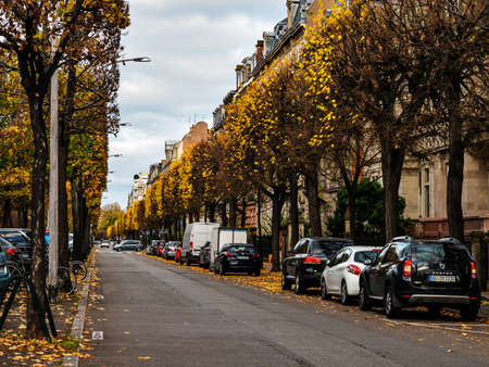 Editorial: 30th October 2020: Strasbourg, France. Empty streets of the city of Strasbourg during second quarantine by coronavirus, isolation timeのeditorial素材