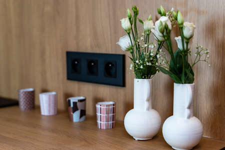 Minimalistic kitchen interior. Use of small studio space...の写真素材