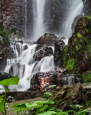 Nideck waterfall near the ruins of the medieval castle in Alsace, France