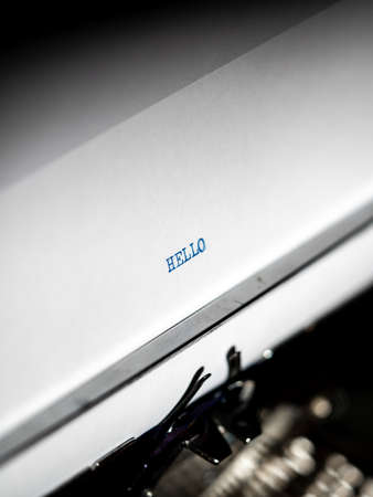 Vintage typewriter, writer or author's tool, inspiration and creativity. On a black background. Close-up.の写真素材