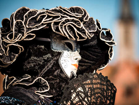 Editorial, 5th March 2022: Rosheim, France: Venetian Carnival - most beautiful masks photographed while walking in the streetのeditorial素材