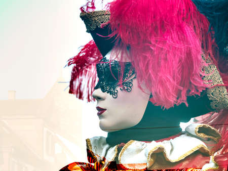Editorial, 5th March 2022: Rosheim, France: Venetian Carnival - most beautiful masks photographed while walking in the streetのeditorial素材