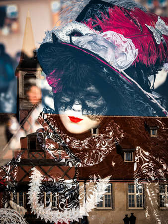 Editorial, 5th March 2022: Rosheim, France: Venetian Carnival - most beautiful masks photographed while walking in the streetのeditorial素材