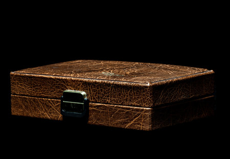 Old dusty retro suitcase for medical devices from the last century. Rarity.の写真素材