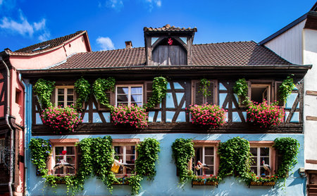 The beautiful old town of Kaysersberg in Alsace. One of the most beautiful villages in Franceの写真素材