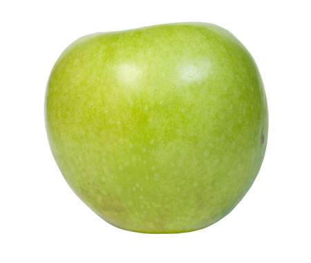 half a green apple on a white backgroundの写真素材