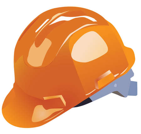 orange vector hardhat construction work on a white backgroundのイラスト素材