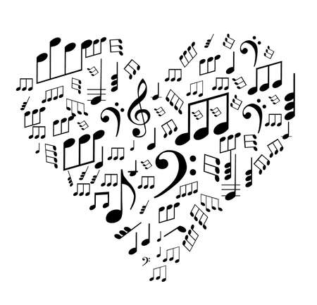 Valentine theme - notes on the heart, vector illustrationのイラスト素材