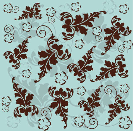 Retro floral background. Vector illustration in blue and brown colorのイラスト素材