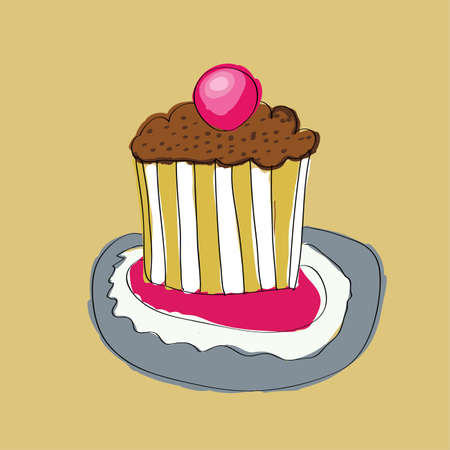 cute wedding cake with cherry vector illustrationのイラスト素材